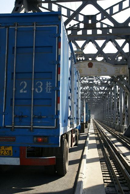 Chinese lorries crossing the Korean-Chinese Friendship Bridge.jpg