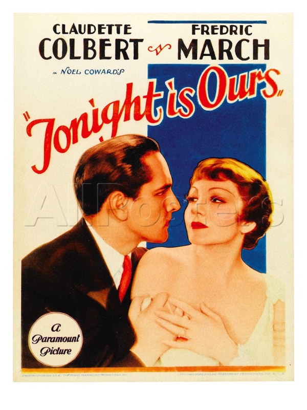 Tonight Is Ours, Fredric March, Claudette Colbert on Midget Window Card, 1933.jpg