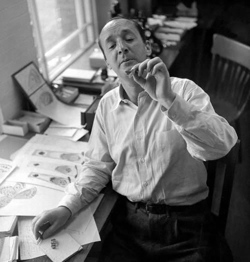 Vladimir Nabokov inspects a tiny Butterly.JPG