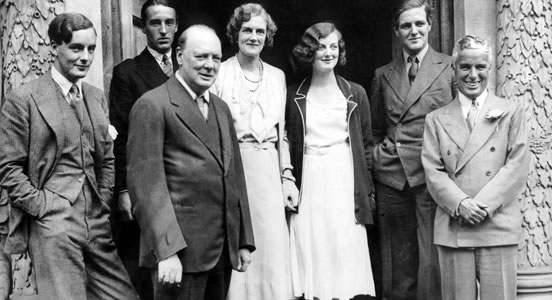 Winston Churchill and his family with Charlie Chaplin.jpg