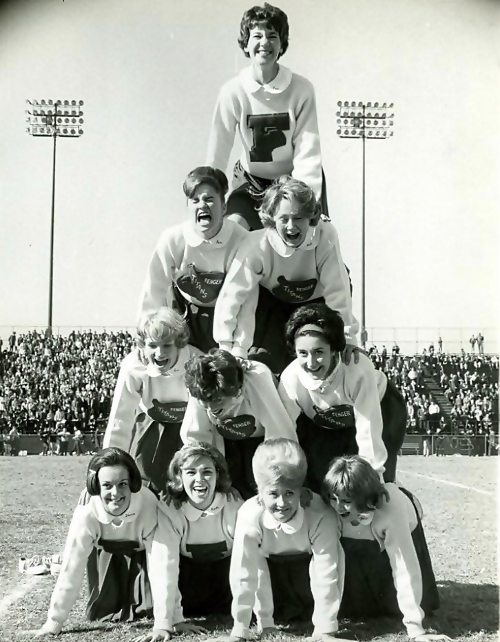 Cheerleaders’ human pyramid c.1960s.jpg