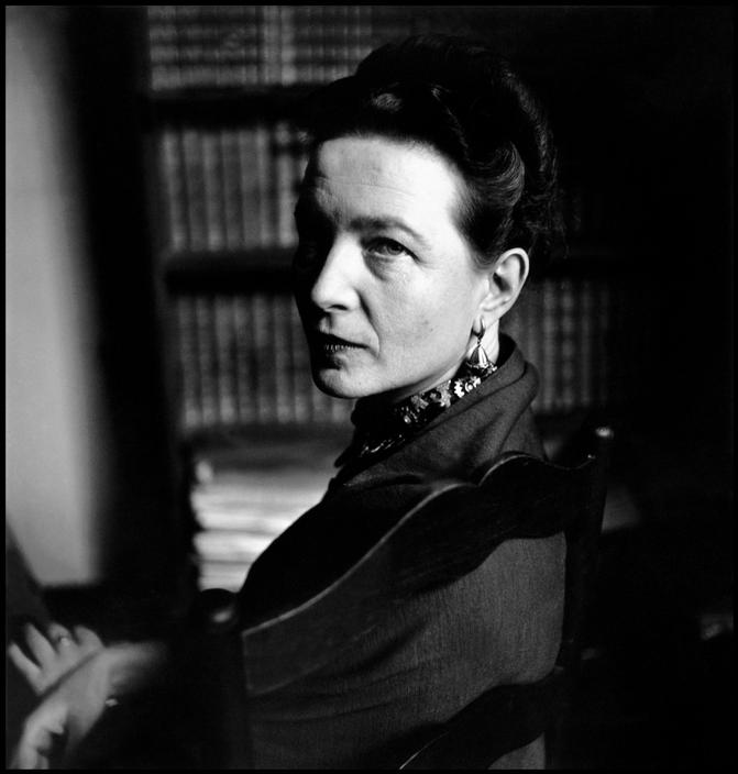 FRANCE. Paris. 1949. The French writer Simone de BEAUVOIR, author of The Second Sex, at home..jpg
