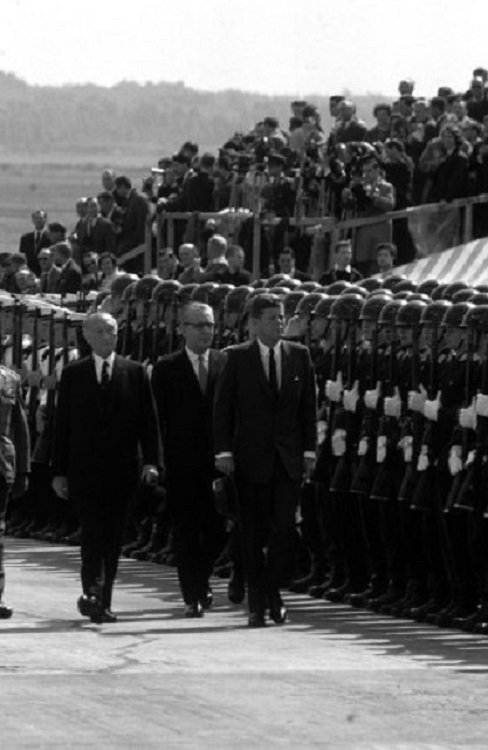 02 President John F_ Kennedy (right) walks past German armed forces during his June 1963 visit to Germany.jpg