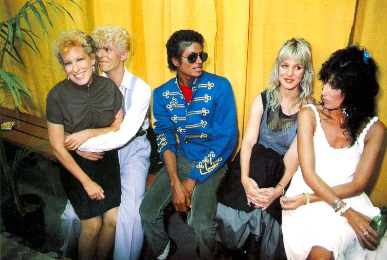 Bette Midler, David Bowie, Michael Jackson and Cher.jpg
