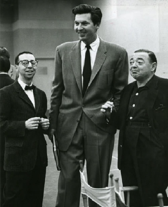 Arnold Stang, Fess Parker and Peter Lorre measure up..jpg