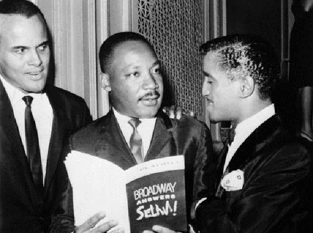 Harry Belafonte, Dr. Martin Luther King, Jr. and Sammy Davis, Jr.jpg