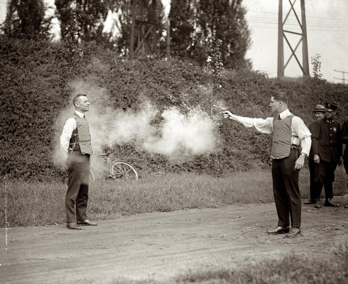 Testing the bulletproof vest in 1923. What if it didn