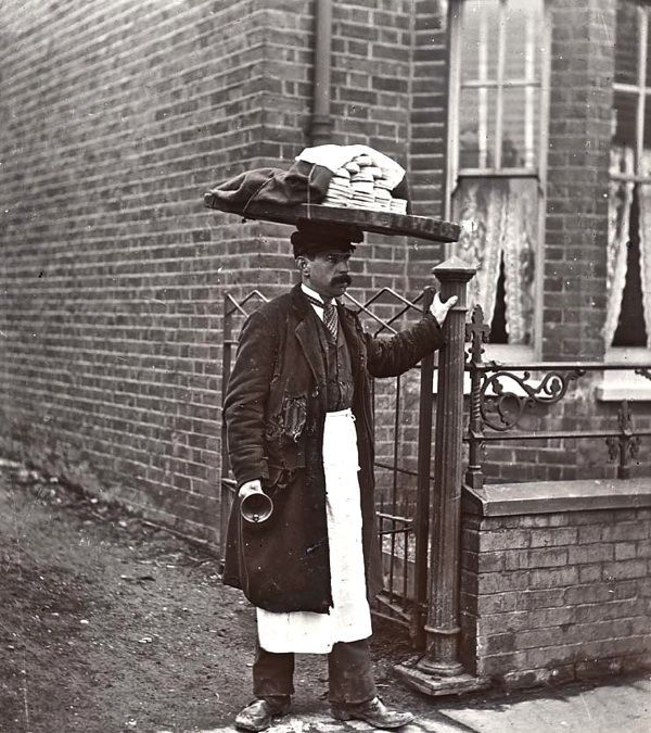 The muffin man (yes, there really were muffin men) in London around 1910..jpg
