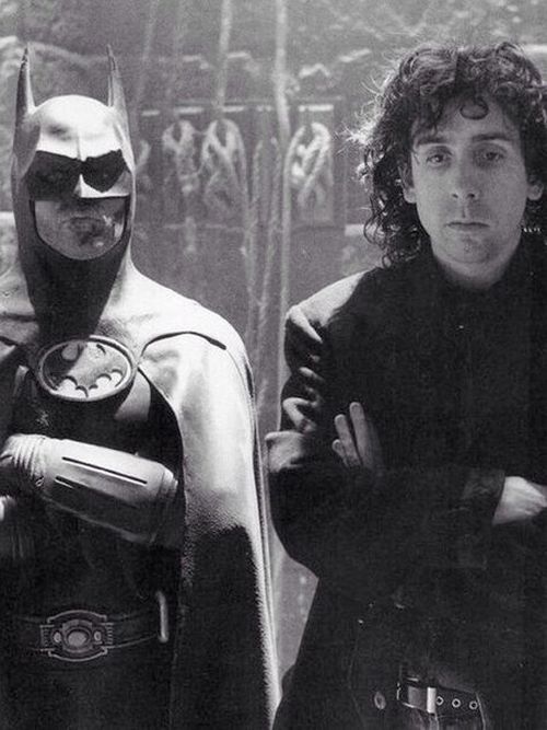 Michael Keaton and Tim Burton on the set of the movie Batman 1989.jpg