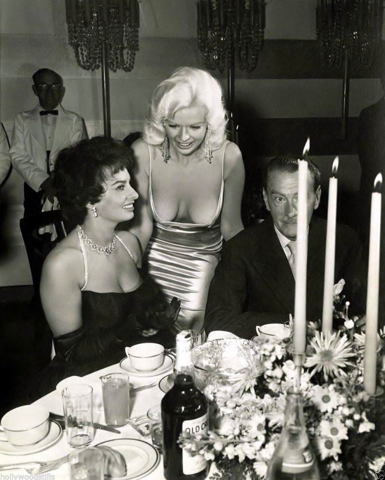 Jayne Mansfield bending over Sophia Loren candid movie star.JPG