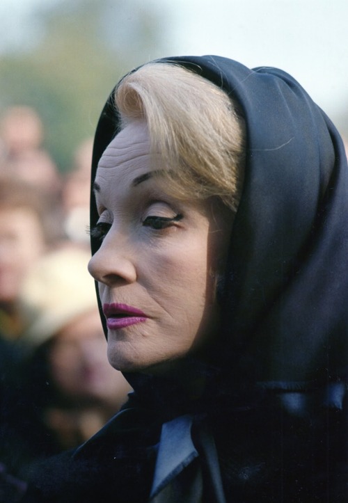 Marlene Dietrich at Edith Piaf’s funeral, 1963.jpg