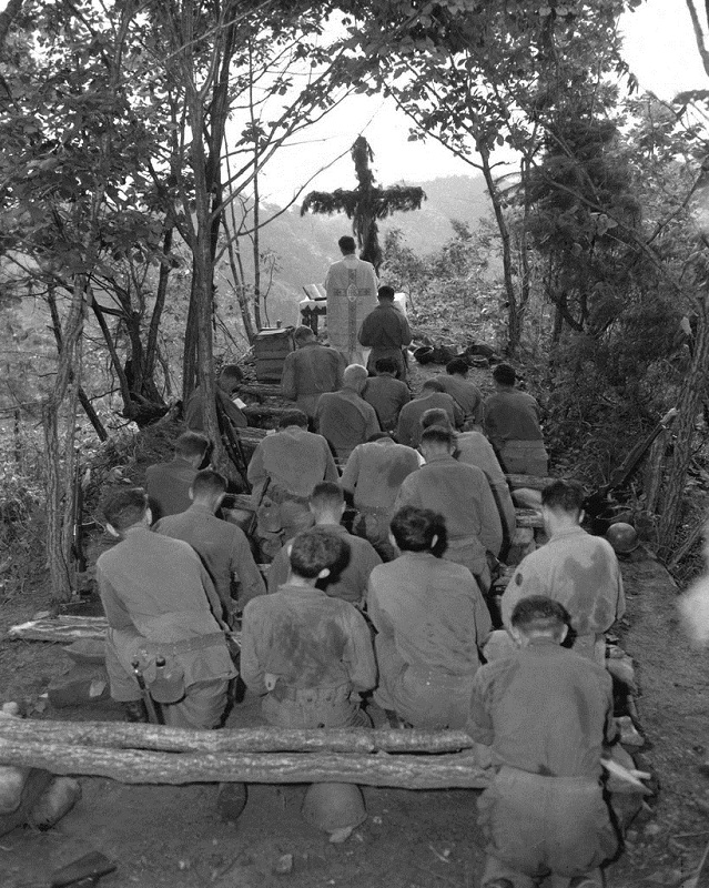 z Conducting Services near Hwachon, 1951.jpg