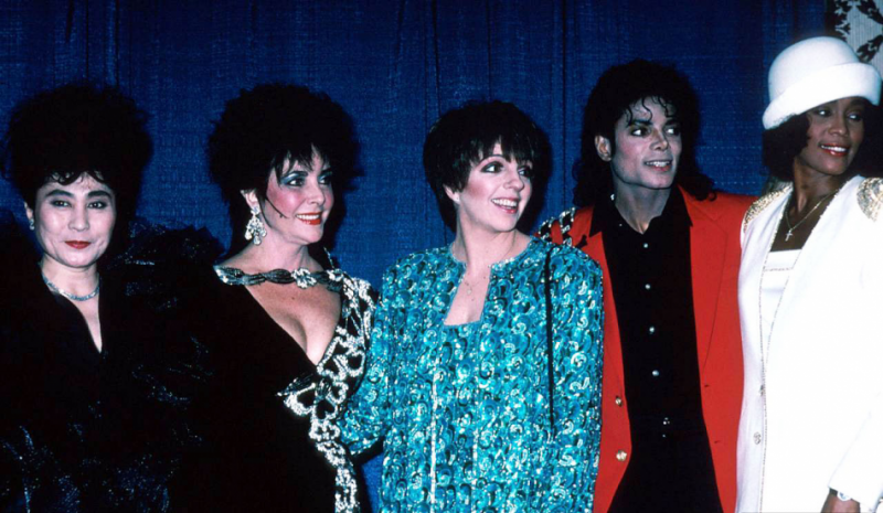 Yoko Ono, Elizabeth Taylor, Liza Minnelli, Michael Jackson and Whitney Houston.jpg