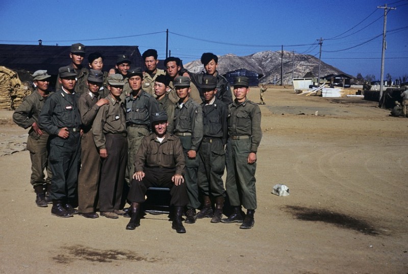 122 Captain Coupland and ROK Officers,1952.jpg