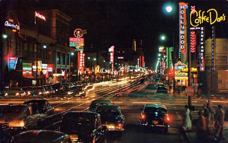 Hollywood Boulevard at night, ca.1950’s.jpg