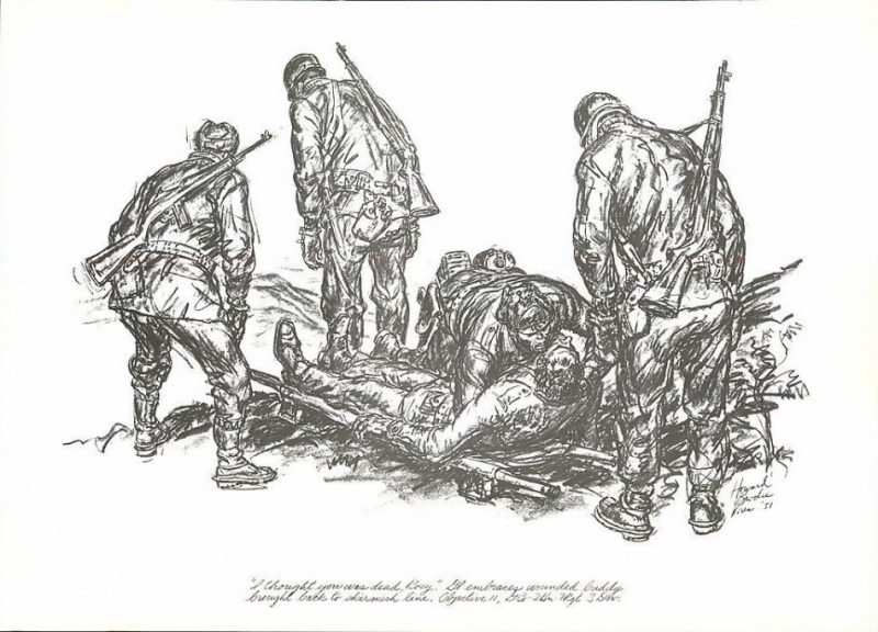 9 1953 Howard Brodie Korean War Drawing Wounded GI Rosy.JPG