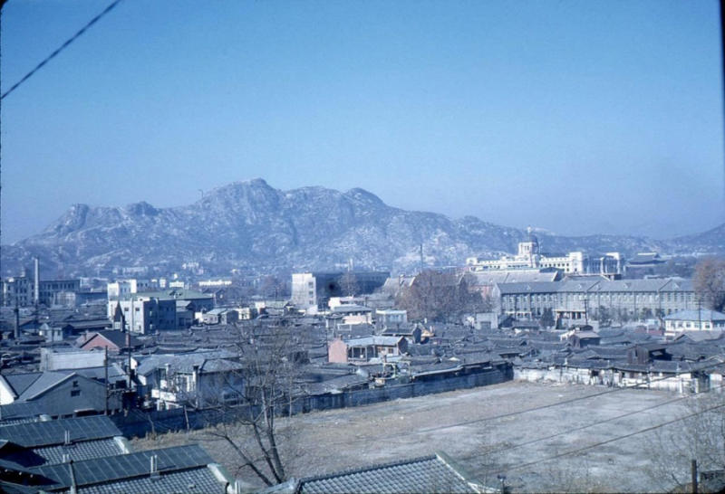 351H Original Slide, Rooftop View over Seoul Post Korean War Korea 1950s.JPG