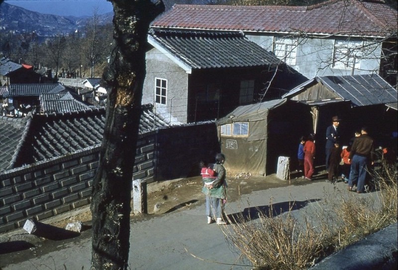381H Original Slide, View over Back Street Post Korean War Seoul Korea 1950s.JPG