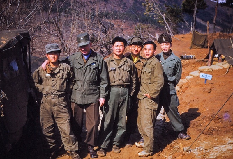 Z 10a OF L-R ST CHOU, RYREN ST SONG SGT SHAI COL RITTS AND SGT LEE 39 RGT 15 ROK DIV MARCH 1953.jpg