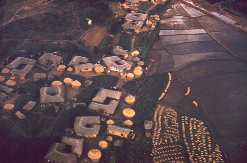 2016-06-27-0002c Village grouping from helicopter, North of Seoul. Spring 1959.jpg