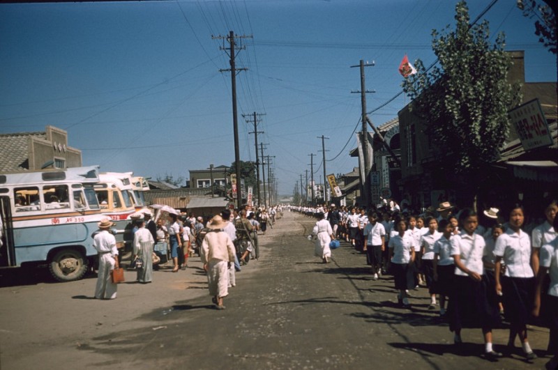 156 March at Chonan, Korea 1957.jpg