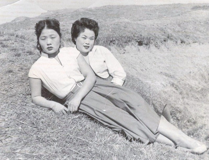 32 Kim and Mona, two of our Munsan Friends, Korea 1957.jpg